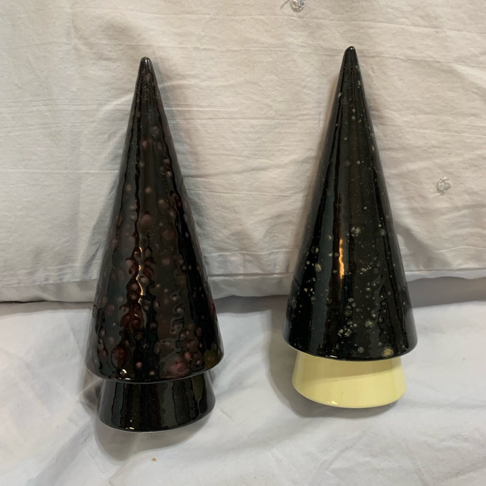 Purple Black Yellow Woodland Ceramic Trees Art Decor Christmas Holiday